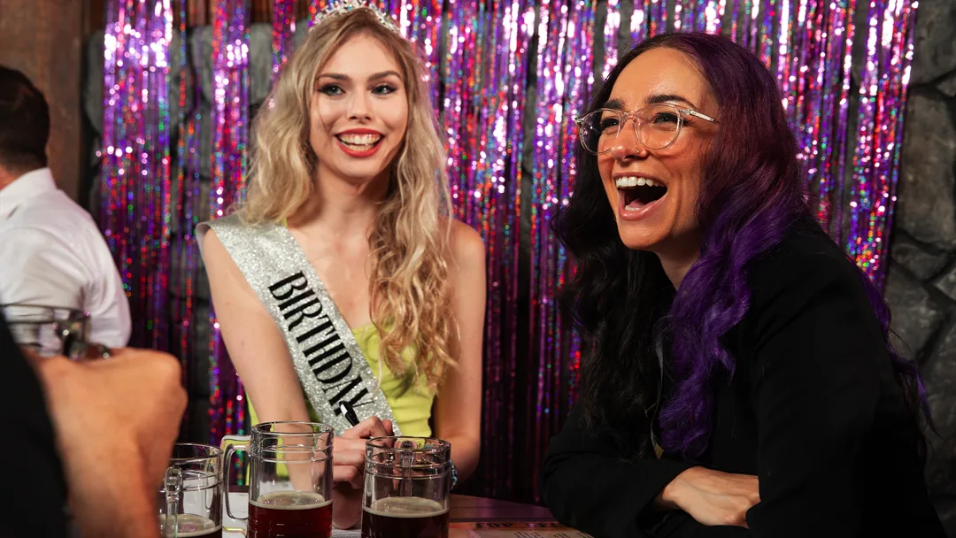 Guests celebrating at a Grand Rapids murder mystery party